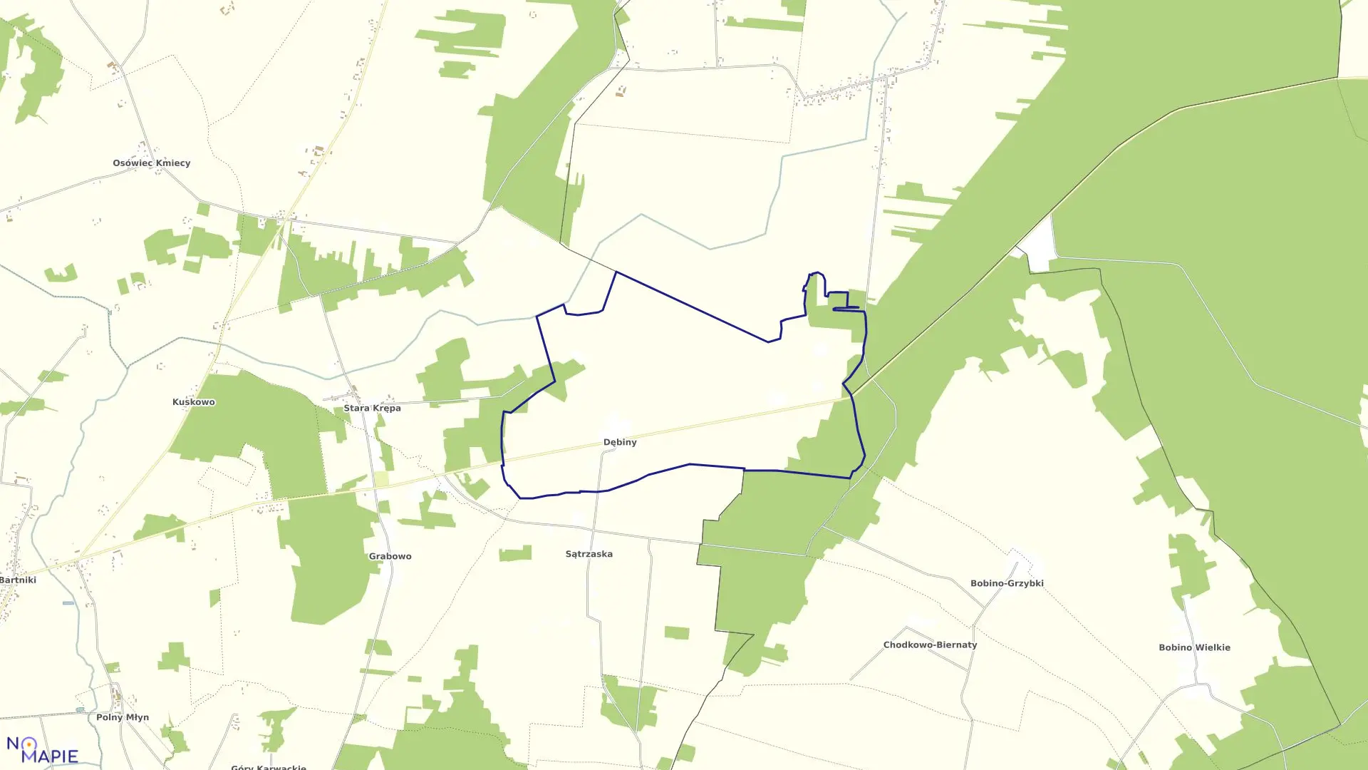 Mapa obrębu DĘBINY w gminie Przasnysz