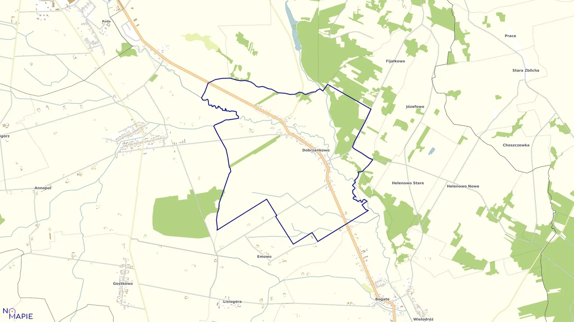 Mapa obrębu DOBRZANKOWO w gminie Przasnysz