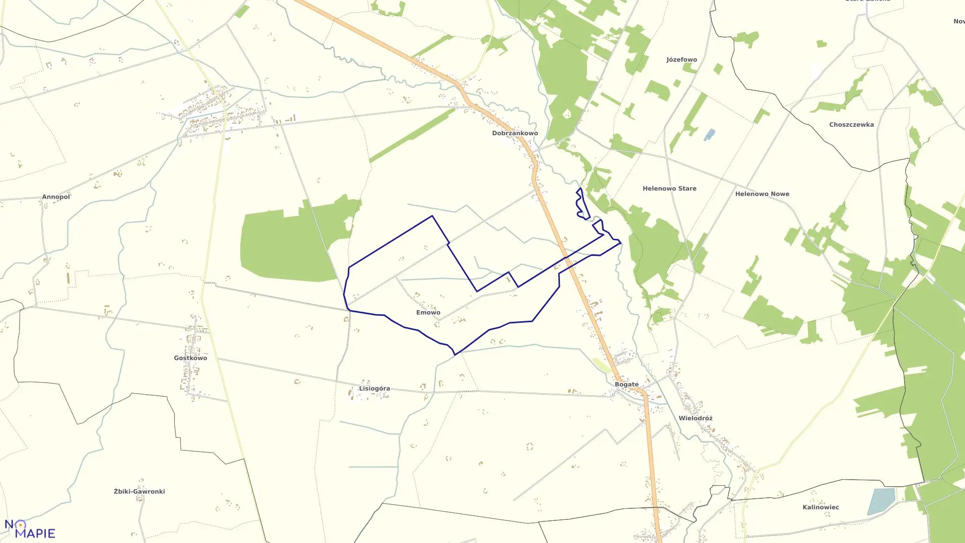 Mapa obrębu EMOWO w gminie Przasnysz
