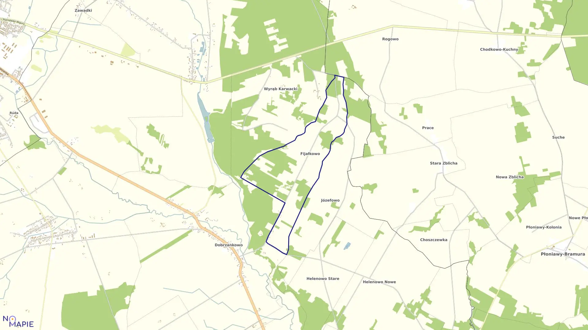 Mapa obrębu FIJAŁKOWO w gminie Przasnysz