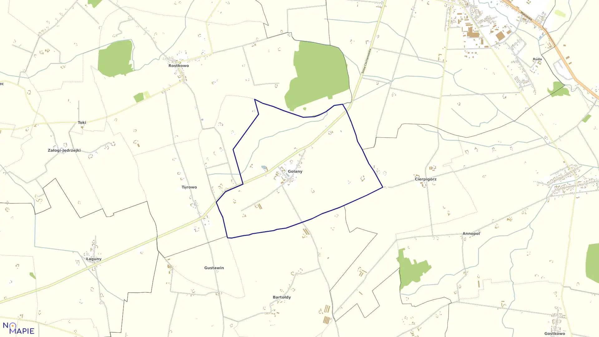 Mapa obrębu GOLANY w gminie Przasnysz