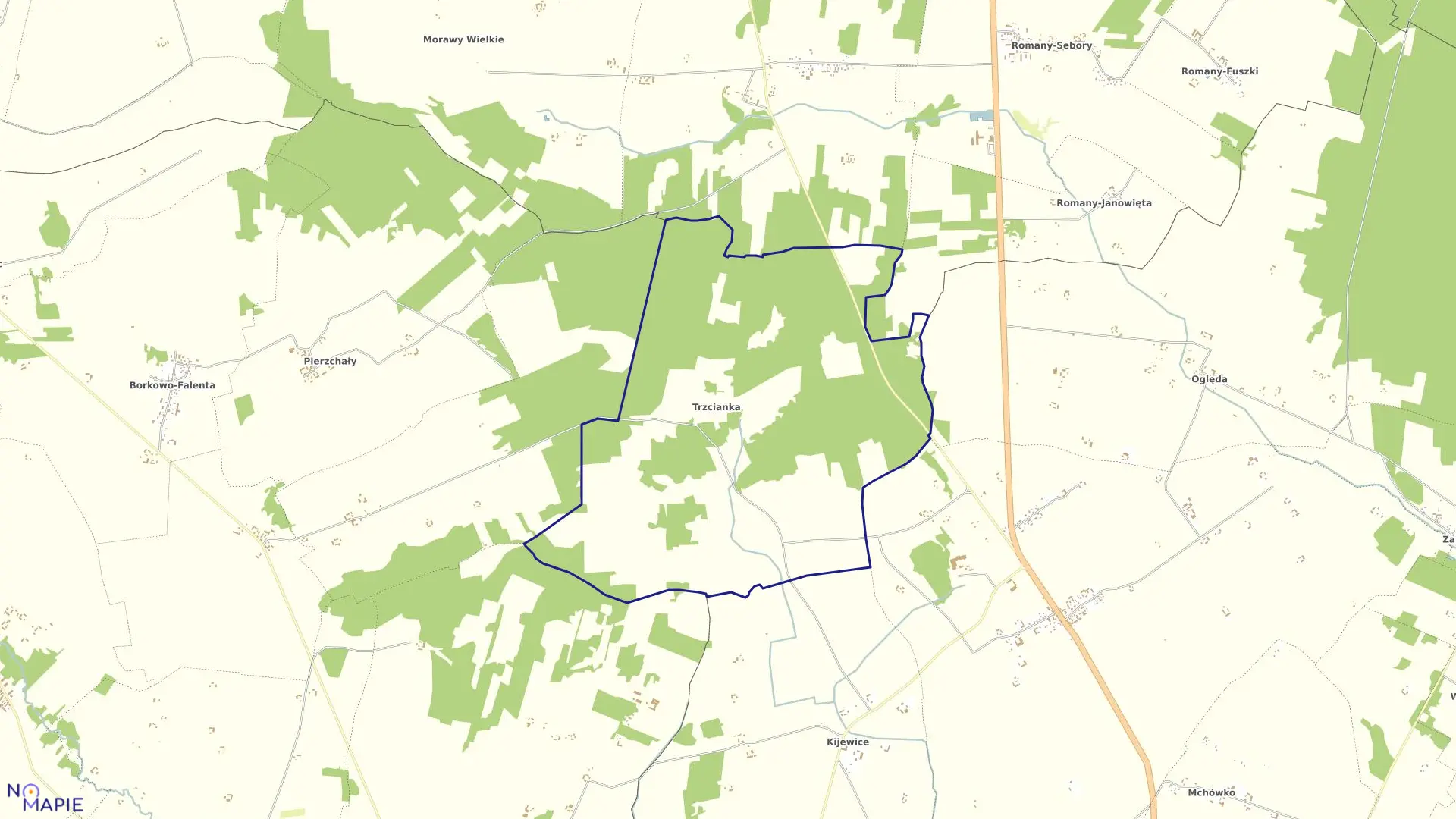 Mapa obrębu SMOLEŃ TRZCIANKA w gminie Przasnysz